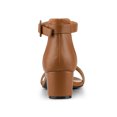 thumbnail image 2 of BLISSFUL STEP Women's Shoes Open Toe Block Heel Ankle Strap Sandals Brown 9.5, 2 of 7