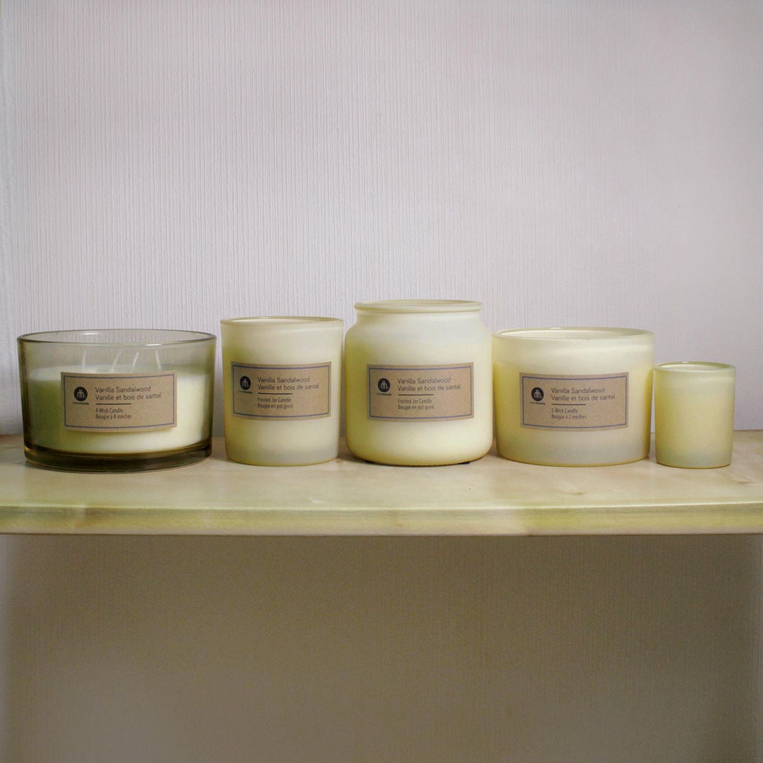 Hometrends 12oz Bougie parfumée à 2 mèches aux vanille et bois de santal en pot givré