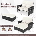 thumbnail image 3 of Costway 2 PCS PE Wicker Outdoor Daybed with 4-Level Adjustable Backrest, Storage Ottoman White + Black, 3 of 10