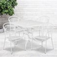 thumbnail image 2 of Bowery Hill 5 Piece 36" Square Steel Flower Print Patio Dining Set in White, 2 of 4