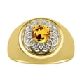 thumbnail image 1 of RYLOS Men's Rings 14K Yellow Gold Designer Gypsy 7MM Round Gemstone & Diamond Ring Citrine November Birthstone Size 12, 1 of 6