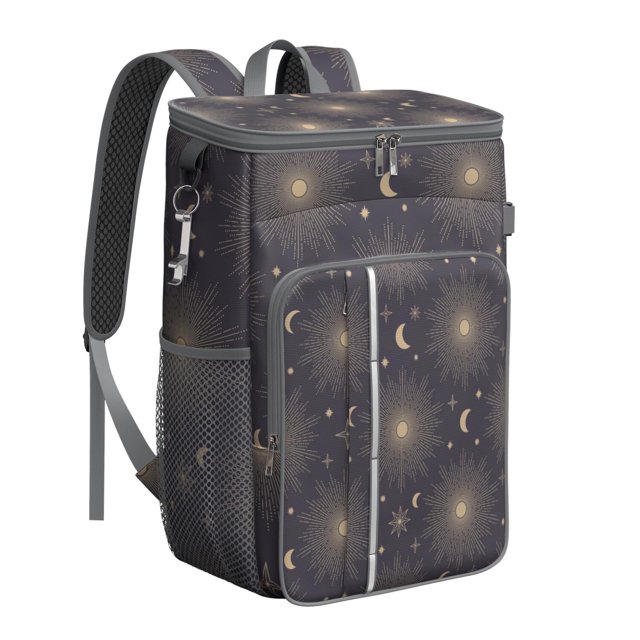 Gothic Celestial Print Backpack Cooler – Leakproof Insulated Lunch Bag with Sun, Moon, and Starry Night Design for Work & Travel