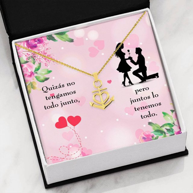 Juntos lo Tenemos Todo Ancre Pendentif Collier Message Carte