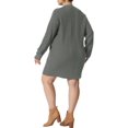 thumbnail image 3 of GRACE & GRANDEUR Robe Chandail Grande Taille pour Femmes à Manches Longues en Tricot, Chandail Court, Robes Chandail Gris 4X, 3 of 6