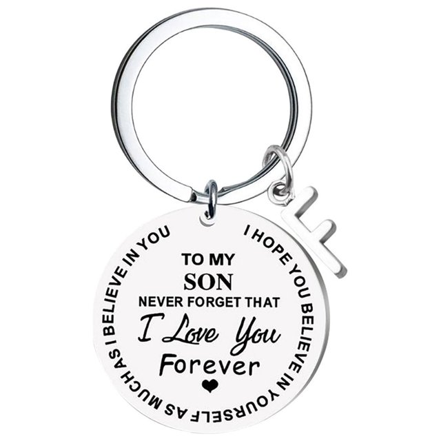 EGNMCR Keychains DIY To My SON Stainless Steel Last Name 26 Letter Keychain 2.5cm Fashion Decorations