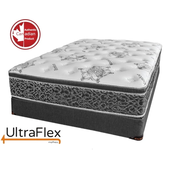 UltraFlex BEAUTY- Surmatelas Euro Oreiller Orthopédique Soins de la Colonne Vertébrale à Ressorts Ensachés Mousse de Qualité Supérieure Encapsulée, Mousse Certifiée CertiPUR-US®, Écologique, Matelas Hybride avec Protection des Bords (Fabriqué au Canada)