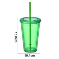 thumbnail image 2 of Gobelet à Double Paroi avec Paille, Gobelets en Plastique, Gobelets Réutilisables pour Café Glacé, Gobelets Transparents, 2 of 5