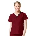 thumbnail image 1 of Core by Maevn Women's Y-Neck Mock Wrap Solid Scrub Top, 1 of 1