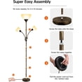 thumbnail image 2 of Floor Lamp, Standing Lamp, 71" Tall Lamps for Living Room, 3 Way Switch, Plastic Lampshade, Torchiere Tree Lamp with Reading Light, Modern Pole Lamps for, 2 of 8