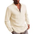 thumbnail image 1 of FOCUSNORM Men's Long Sleeve T-Shirt Loose Fit Tops Solid Color Blouse, 1 of 9