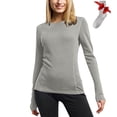 thumbnail image 2 of Yuyuzo Longues Chandails à Manches pour Femmes, Couche de Base Thermique Légère, T-Shirts à Col Rond, Hauts Chauds et Confortables avec Chaussettes, 2 of 7
