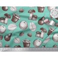 thumbnail image 2 of Soimoi Rayon Fabric Mushroom, Pear Fruits Print Sewing Fabric Yard 42 Inch Wide, 2 of 3