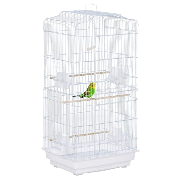 PawHut Cage à Oiseaux de 36 Pouces pour Chardonnerets, Canaris, Perruches, Perroquet avec Poignée, Blanc
