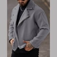 thumbnail image 2 of Dagegui Short Coats for Men Stylish Notch Lapel Zip Up Peacoat Solid Color Business Work Outwear Fall Clothes Gray L, 2 of 4