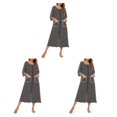 thumbnail image 2 of yingyy 1/2/3 Polyester Robe de Nuit pour Femmes Décontractée de Remplacement Col Rond Manches Longues Double Poche Respirante Peignoir de Maison Vêtement de Nuit Noir P 3 Pcs, 2 of 6