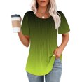 thumbnail image 2 of Plebaso Hauts pour Femmes Été Manches Courtes Col Rond Tunique Chic Ample Mode Blouses à Dégradé de Couleurs, 2 of 5