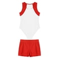 thumbnail image 3 of MSemis Justaucorps de Gymnastique Sans Manches pour Garçons, Combinaison de Danse Ballet avec Short Athlétique, Ensemble de Compétition et d'Entraînement, Blanc 12, 3 of 7