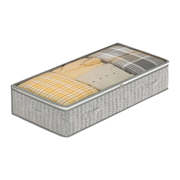 Large Capacity Bidirectional Zipper Top Transparent Storage Bag,Folding Wardrobe Storage Box Sweater Pants Organizing Box Drawer Style Bedroom Storage Box