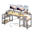 thumbnail image 1 of Bestier 71 inch L-Shaped Gaming Desk with Power Outlets LED Computer Office Table with Monitor Stand & Storage Shelf in Grey, 1 of 1