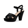 thumbnail image 1 of BLISSFUL STEP Women's Strap Platform Chunky Heel Slingback Sandals, 1 of 7