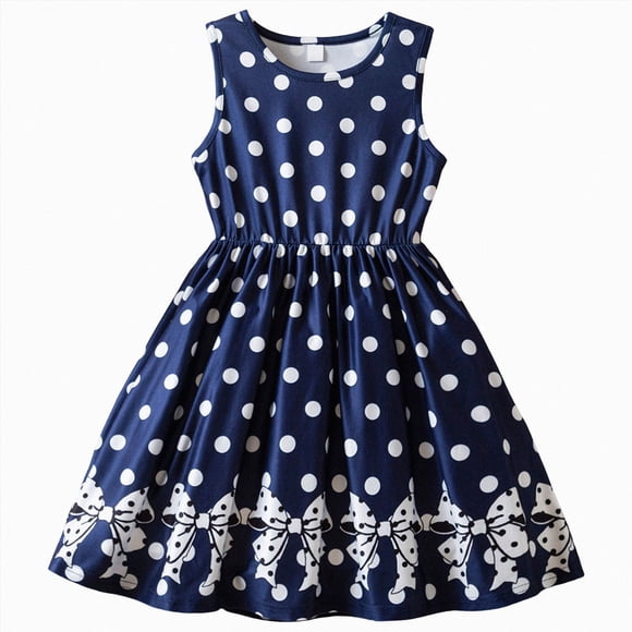 Kogui Girls Floral Dress Girl's Spaghetti Strap Corset Dress Pleated A Line Fit and Flare Cami Dress 3T 4T (Navy,3-4 Years)