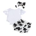 thumbnail image 2 of MesaSe Letter Cow Pattern Short Sleeve Romper  Shorts  Headband, 2 of 6