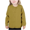 thumbnail image 1 of Fall Saving! HVOBTTY Girls Long Sleeve Open Front Cardigan, Girls Crewneck Cardigan Solid Long Sleeve Button Sweater Uniform Sweaters for Little Girls Yellow, 12 Months, 1 of 5