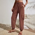 thumbnail image 4 of AherBiu Pantalons Taille Haute pour Femmes avec 4 Poches Printemps Automne Décontracté Ample Bas Resserré, 4 of 6