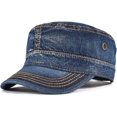 thumbnail image 1 of ORUYROP Washed Cotton Military Caps Cadet Army Caps Unique Design Vintage Flat Top Cap, 1 of 7