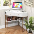 thumbnail image 2 of Costway Corner Desk with Built-in Charging Station Storage Drawers & Open Shelves Office White, 2 of 10
