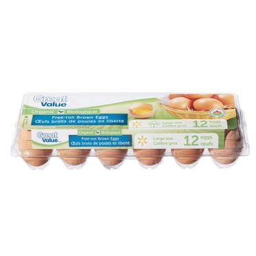 Great Value Biologiques en Liberté Gros Bruns 12 Œufs