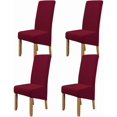 thumbnail image 1 of Large Size High Back Thicker Plush Dining Chair Covers Set of 6, Elastic Kitchen Chair Slipcovers Removable Nonslip for Hotel Dining Room Ceremony Banquet Wedding Party, 1 of 11