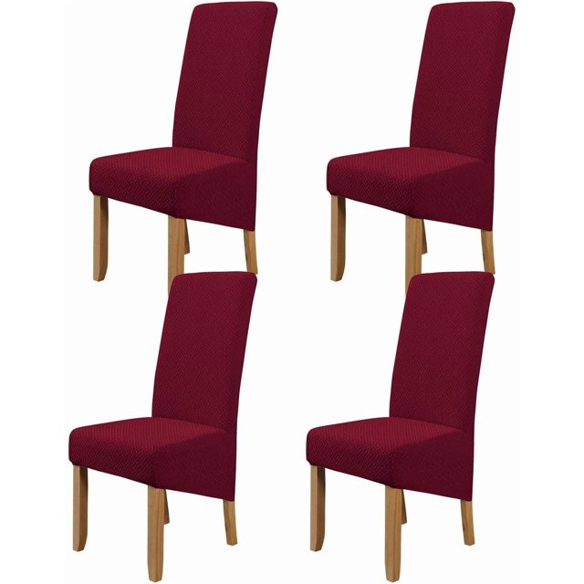 Large Size High Back Thicker Plush Dining Chair Covers Set of 6, Elastic Kitchen Chair Slipcovers Removable Nonslip for Hotel Dining Room Ceremony Banquet Wedding Party