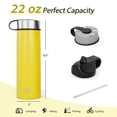 thumbnail image 4 of Costway Bouteille d'Eau Isolée à Double Paroi 22 oz en Acier Inoxydable avec 2 Couvercles et Paille, 4 of 10