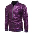 thumbnail image 1 of SUNSIOM Veste Décontractée à Sequins pour Hommes, Manteau Slim à Manches Longues avec Col et Fermeture Éclair, 1 of 5