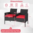 thumbnail image 3 of Gymax Patio Loveseat w/ Built-in Table Soft Cushions & Tempered Glass Tabletop Outdoor, 3 of 10