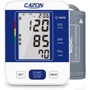 CAZON Moniteur de pression artérielle pour usage domestique, Automatique du bras supérieur numérique BP Machine avec grande LCD Affichage & Compteur de surveillance du débit d'impulsions, 2x99 Mémoire avec Cuff réglable 22-40cm CAZON Moniteur de pression artérielle pour usage domestique, Automatique du bras supérieur numérique BP Machine avec grande LCD Affichage & Compteur de surveillance du débit d'impulsions, 2x99 Mémoire avec Cuff réglable 22-40cm