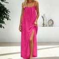 thumbnail image 3 of Daiosportswear Robe Longue de Détente pour Femmes à Bretelles Spaghetti, Dos Nu, Coupe Ample, Robe-Robe à Manches Courtes pour Femmes, Rose Vif P(S), 3 of 7