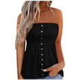 thumbnail image 1 of tarylea Womens Tube Tops Casual Sleeveless Strapless Flowy Blouse Shirts Ruffle Hem Summer Going out Tanks, 1 of 4