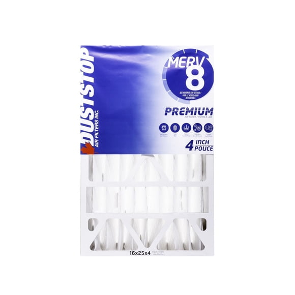 Filtre à air plissé Duststop 16 x 25 x 4 MERV 8, paquet de 1