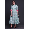thumbnail image 4 of Bimba Leaves Ladies Button Down Print Dress A-Line Cocktail Party Shirt Dress-XX-Large, 4 of 5