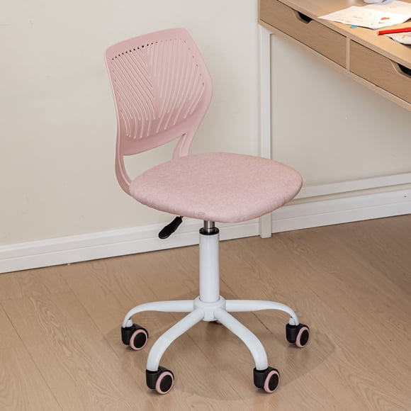 Chaise d'étude pivotante pour garçons et filles Homy Casa avec siège en tissu rose et hauteur réglable