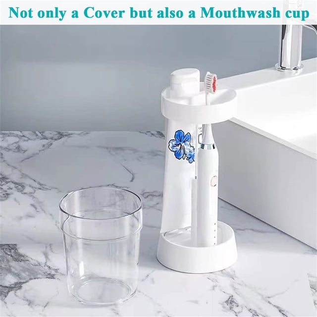 Product Category Rack Storage 2 Toothbrush Holder with Cover and Adjustable Height 2 Slots for Toothpaste and toothbrushes for Bathrooms