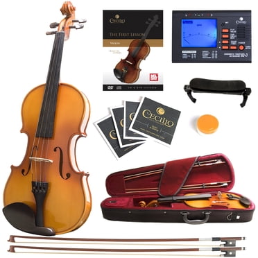 Mendini by Cecilio Instrument pour Violon - Taille MV400 Violon Acoustique 4/4 avec Nœud, Étui, Accordeur, Métronome et Cordes Supplémentaires, Violon pour Enfants et Débutants, Vernis Érable, Violon Pleine Grandeur