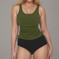 thumbnail image 2 of VBTAPA Womens Tankini Swimsuit Tummy Control Two Piece Bathing Suit Color Block Beach Swimwear Ruched Drawstring Modest Swimsuits Prime Sales Today Army Green S, 2 of 9