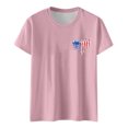 thumbnail image 1 of Hauts pour Femmes Jour de l'Indépendance Drapeau Col Rond Imprimé Lettre Manches Courtes T-Shirts pour Femmes Rose S, 1 of 4