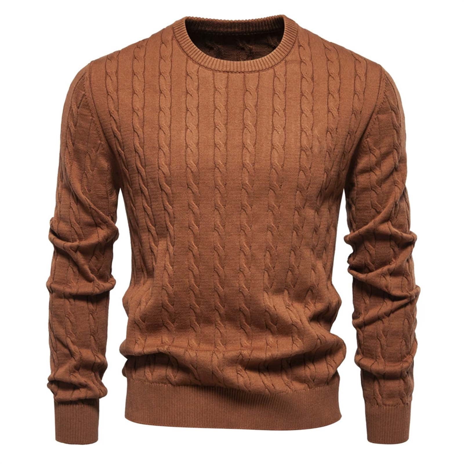 TIMIFIS Chandail pour Homme à Col Rond en Tricot à Manches Longues, Chandail Extensible Uni pour l'Automne et l'Hiver, Hauts Décontractés Stylés