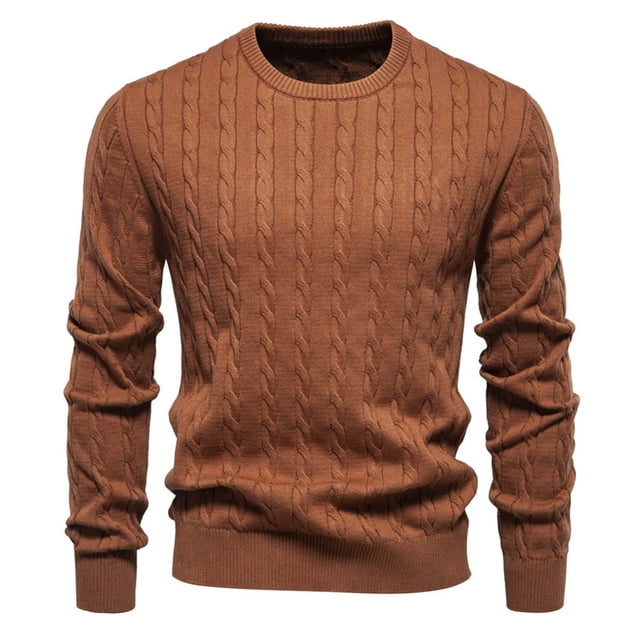 TIMIFIS Chandail pour Homme à Col Rond en Tricot à Manches Longues, Chandail Extensible Uni pour l'Automne et l'Hiver, Hauts Décontractés Stylés