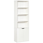 HOMCOM 4-Tier Open Bookshelf Home Office Bookcase with Door for Living Room