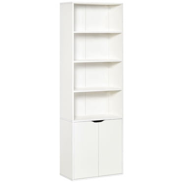 HOMCOM 4-Tier Open Bookshelf Home Office Bookcase with Door for Living Room